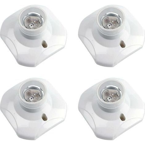 Douille Plafond E27 Visser, Douille E27 Garage, AC 220-240V, Support Douille pour Ampoule LED, Base Plafonnier Culot E27, Base de Lampe Plastique Blanche pour Lampe au Mur, lot de 4 (1/5)