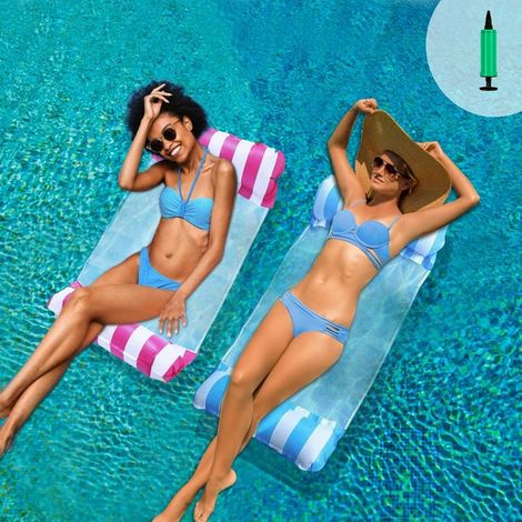 Lot de 2 Hamac pour Piscine, Matelas Gonflables pour Piscine, 4 en 1 Flottant de Inclinable Flotteur Hamac, Hamac d'eau, Bouées et Matelas Gonflables, Accessoires de Piscine Gonflables, l'été (1/5)