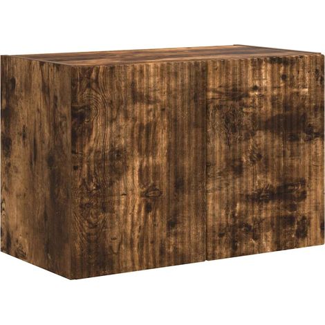 Mueble TV de pared rectangular moderno almacenamiento práctico 59,5 x 31 x 40 cm de madera contrachapada roble ahumado 020055013 (1/5)
