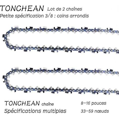 Guide Et Chaîne Tronçonneuse 3/8"LP 42 Maillons 10 Pouces Lame 21 Sections Faible Rebond Coins Arrondis Lot De 2 (1/4)