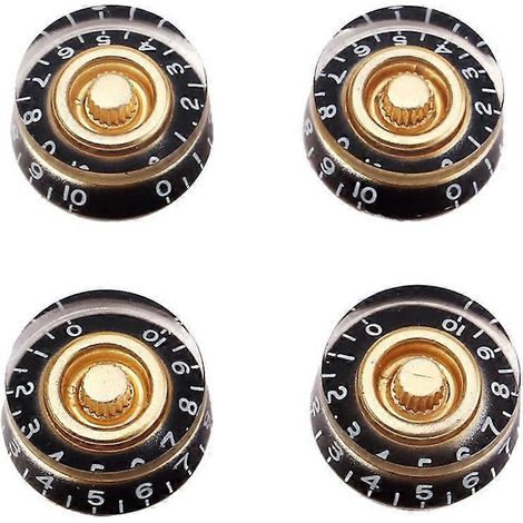 Lot de 4 boutons rotatifs de volume et de tonalité pour guitare électrique de type Epiphone (noir et jaune) (1/3)