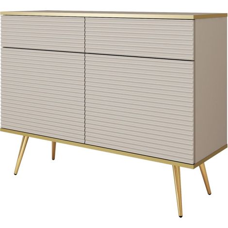 Credenza glamour beige con gambe dorate, 107 x 85 x 39 (1/5)