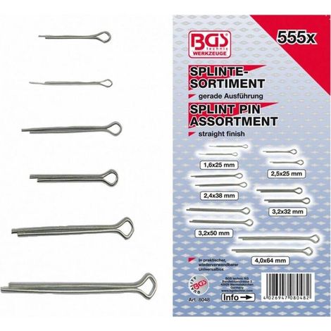 Assortiment de Goupilles D.1,6-4,0 mm - 555 pcs - Acier Résistant - Fixation Polyvalente et Durable - D-Work (1/5)