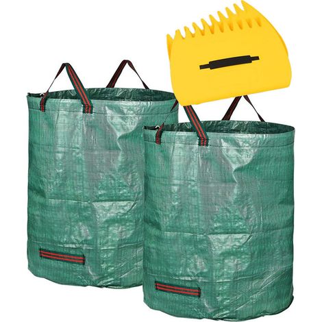 Les 2 Sac à ordures de jardin, avec couvercle, paume à feuilles caduques, 72 gallons, 2 griffes pratique, pelle à main, peut ramasser rapidement les feuilles mortes et la pelouse (1/5)