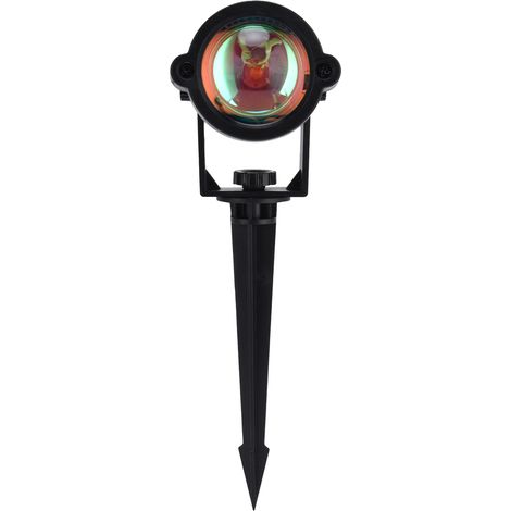 Lampe de sol LED décorative étanche pour jardin extérieur, avec projecteur USB, couleur rouge coucher de soleil.