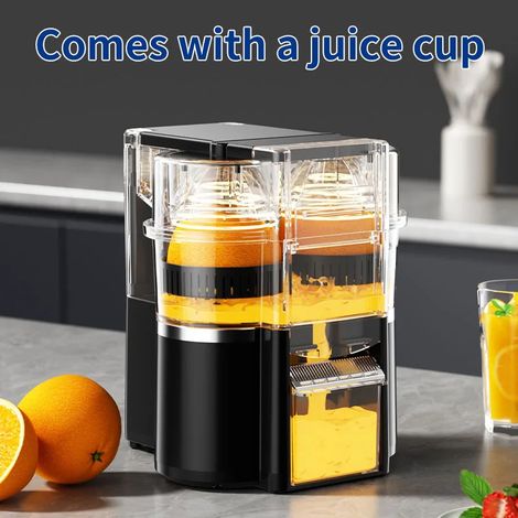 (Noir) Presse-oranges électrique à double tête avec cordon d'alimentation, adapté aux cuisines domestiques. (1/5)