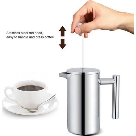 Cafetière à piston à double paroi en acier inoxydable, 350 ml, avec filtre (1/3)