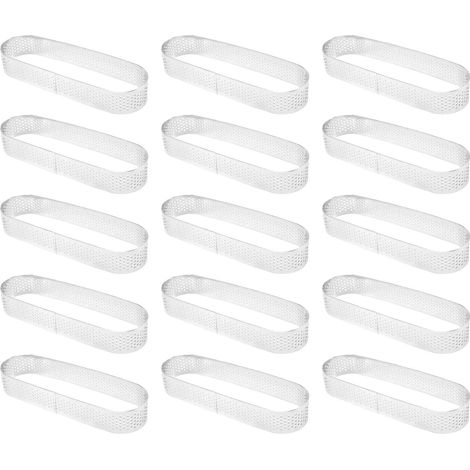 15 pièces moules à ovales, moules à gâteaux perforés pour la cuisson, acier inoxydable, anneau de moule rond pour gâteaux, mousse, tartelettes, quiche (1/5)
