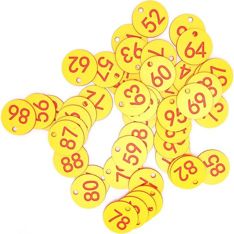 50 runde, nummerierte ABS-Etiketten mit Loch für Bienenstock, rotes und gelbes Imkerzubehör (1/5)