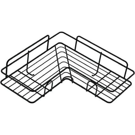 Mensola angolare per doccia senza foratura, mensola per bagno, porta sapone in acciaio inox per bagno, contenitore per cucina (nero) Pezzo unico