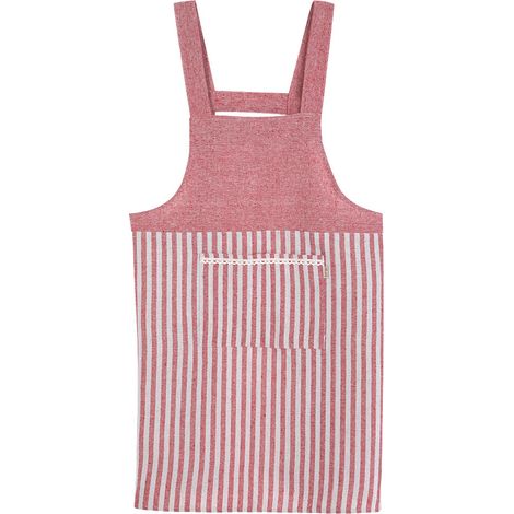 Tablier De Cuisine En Coton Rouge Avec Poche - Pour Chef À Domicile Et Restaurant - Bretelles Réglables - 1 Pièce (1/5)