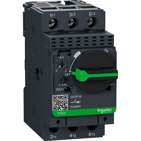 Gv2p10 - Disjoncteur Moteur Schneider Gv2p - 4 à 6,3a - 3p 3d - Déclencheur Magnéto-thermique (1/6)