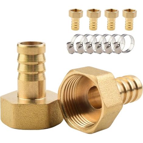 Brass Barbed Connector 16 mm Inner Thread G 3/4 Inch Water Compressed Air Fuel Pipe Stainless Steel 304 Clamps (1/5)