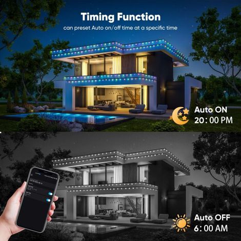 Guirlande Lumineuse Exterieure, 20 LED Guirlande Guinguette Exterieur 10M avec Télécommande et App, Minuterie, 16 Millions de Couleurs et 50 Modes de Scène, Guirlande Exterieur pour Jardin Fête