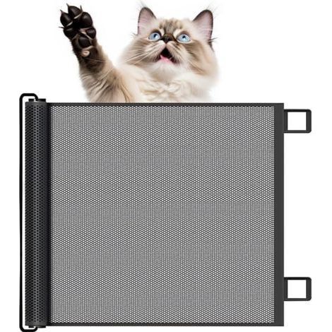 Retractable safety barrier measuring 130 x 78 cm, protecting stairs and corridors, usable indoors and outdoors. (1/5)
