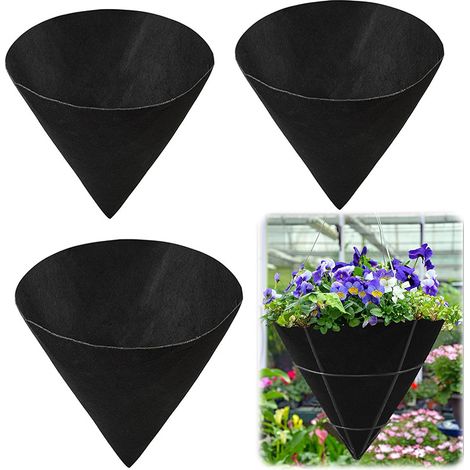 Ensemble de 3 doublures coniques pour paniers suspendus (40 cm) – Doublures en feutre pour paniers de fleurs suspendus (1/5)