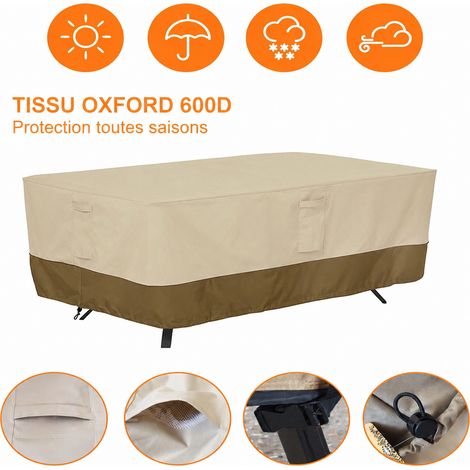 Housse de protection mobilier de jardin Oxford 600D 213 × 132 × 74 cm avec aérations et poignées 213 132 74cm 30 × 30 × 5 cm 1,9 kg – Livraison gratuite