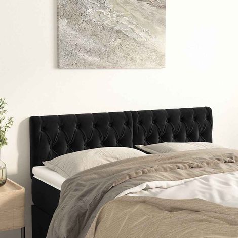 vidaXL Têtes de lit Noir 160 x 7 x 78/88 cm Velours (1/5)