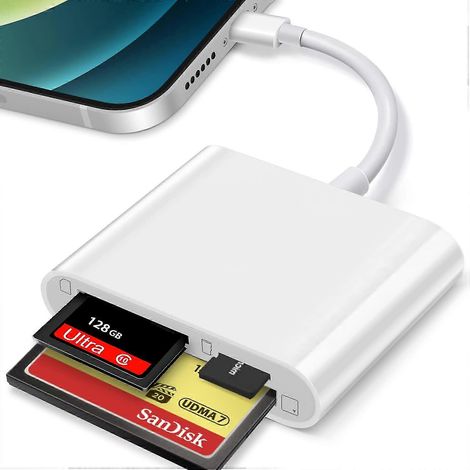 Adaptateur lecteur de cartes Lightning CF/SD/TF pour Apple - Transfert de données haute vitesse (1/5)