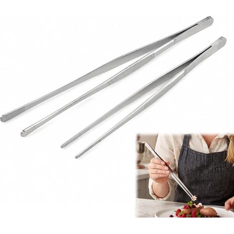 2er-Set Küchenzangen aus Edelstahl, 30 cm – Professionelle Zangen zum Kochen, Grillen und für die Lebensmittelzubereitung – Hitzebeständig, korrosionsbeständig und rutschfest (1/5)