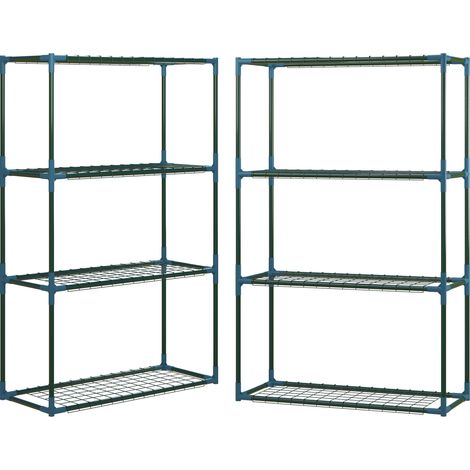 Set 2 scaffali per piante a 4 livelli in acciaio verde 70 x 27 x 110 cm (1/5)