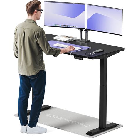 Desktronic Bureau assis debout HomeOne - 140x70cm - Noir/Noir (1/5)
