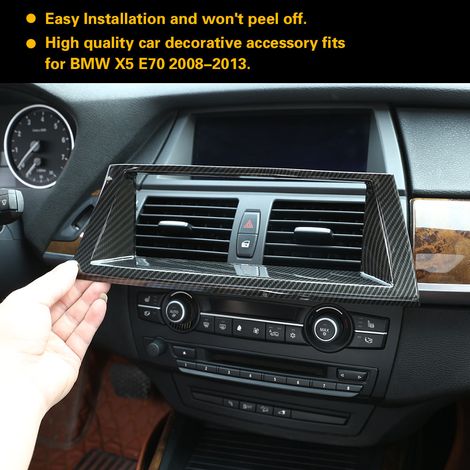 Garniture de cadre de console centrale intérieure style fibre de carbone pour GPS navigation BMW X5 E70 2008-2013 (1/5)