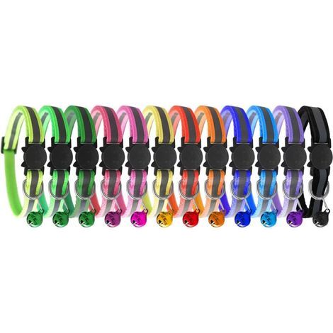 pair Collier réfléchissant pour chat Breakaway Cat Co. avec horloge, lot de 12