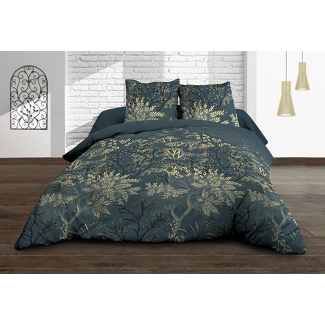 Housse de Couette 240x260 + 2 taies - Pur Coton 57 Fils - Hevea, Vert (1/5)