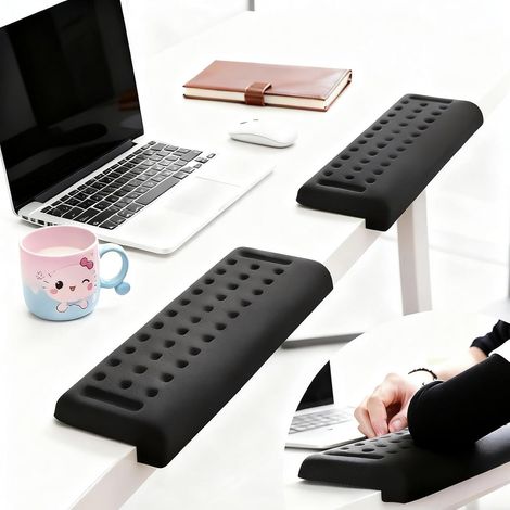 L-förmige Handgelenkauflage für den Schreibtisch – 2er-Set, Tastatur-Handballenauflage, Büroaccessoire, Ellbogenschutz, komfortabel und rutschfest – 30 × 10 cm (1/5)