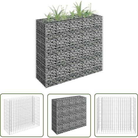 The Living Store Lit surélevé à gabion Acier galvanisé 90x30x90 cm - Jardinière À Gabion - Bac À Plantation - Border Décoratif - Décoration Extérieur - Jardin Design (1/5)