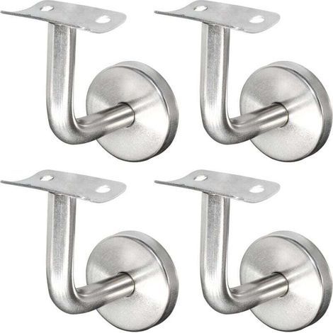 Supports de main courante en inox 4 pièces – Fixation murale pour escaliers et garde-corps – Résistant à la corrosion – Installation facile