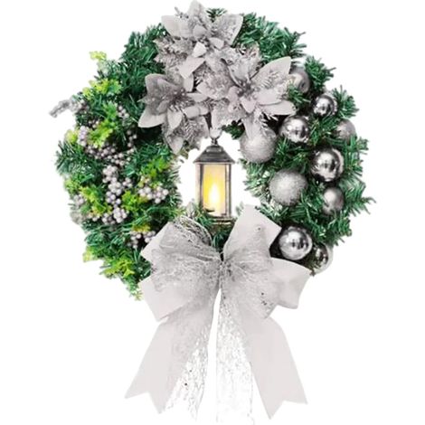 Guirlande De Noël Éclairée - Couronne Artificielle Pour Porte Avec Lumières Led - Diamètre 30 cm 35 cm 40 cm - Décor Intérieur Extérieur - 1 Pièce (1/5)