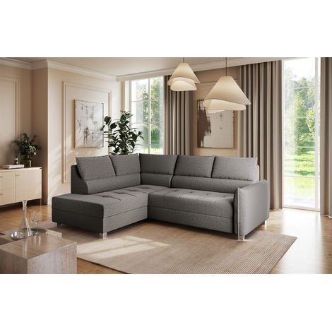 Ecksofa Schlafsofa Sofa MARNO in Stoff Vogue Grafit Ottomane Links (1/4)