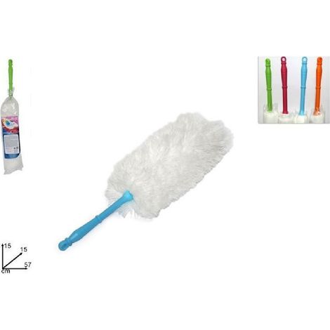 TRADE SHOP - Piumino Spolverino Microfibra Cattura Polvere Pulizia Con Manico Colorato -
