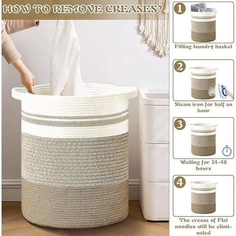 Laundry Basket, Dirty Laundry Basket with Handle, Cotton Storage Basket, Toy Basket 32 x 47 cm for Storing Clothes, Bedding, Blankets and Toys (1/4)