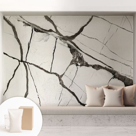 Carta Da Parati Non Tessuto - Con Colla Gratuita - Con Motivi Moderni - Design Elegante Per Pareti crepe nel marmo 208x146 cm (1/5)