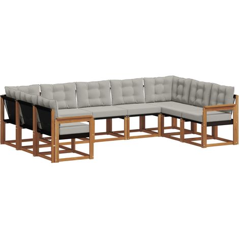 Conjunto de sofás de exterior 9 uds. Gris Natural y Claro vidaXL (1/5)