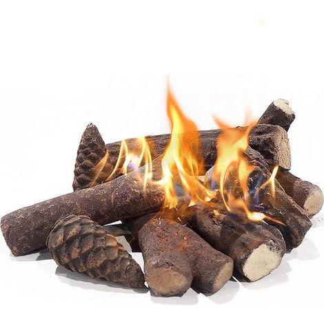 Ceramic Logs for Bioethanol Fires Decorative Artificial Logs for Gas Fires Smokeless Pine Wood Logs for Electric Fireplaces (1/5)