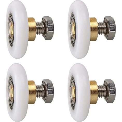 Rouleau de porte de douche, Rouleau Roulette Roue pour Porte de Douche Roulettes Coulissantes Porte Roue de Remplacement pour Rouleau 4 pièces (20MM) (1/5)