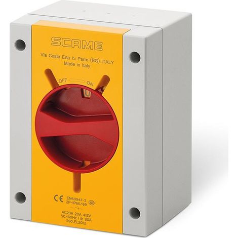Interruttore sezionatore emergenza 32a 2 poli ip66 ip69 scame 590.em3212