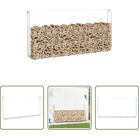 vidaXL Bois de chauffage - Portant de bois de chauffage 300x25x150 cm acier galvanisé (1/5)