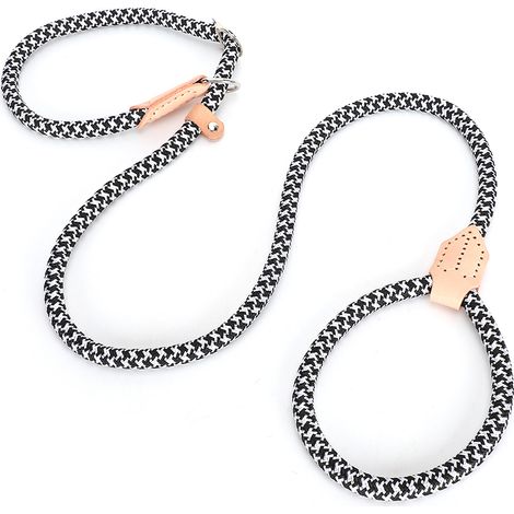 Laisse Pour Chien En Nylon Réglable Collier De Traction Résistant Pour Promenade Extérieure Noir 1 Pièce (1/5)