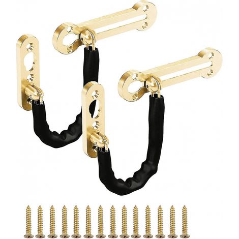 BEBUSINGOTO Set aus 2 Schiebekettenschlössern, Diebstahlsicherungen für Türen, Sicherheitskette aus Edelstahl, mit goldenen Schrauben (1/3)
