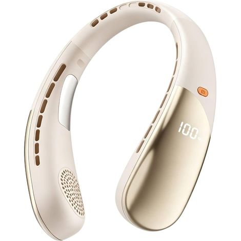 Ventilatore da Collo Senza Pale con Raffreddamento Ceramico, 6 Velocità, Display LED, Ricarica USB-C – Design Elegante in Materiali Premium – Ideale per Ufficio e Outdoor (1/5)