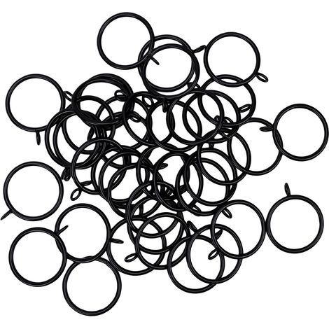 Anneaux de rideaux noirs, 40 pièces, draperies de 1.5 pouces, capacité de 4 lb, pour tringles jusqu'à 1 bureau à domicile, 40mm (1/5)