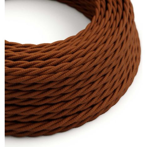 Creative-Cables Cavo elettrico rivestito in tessuto, 2 x 0,75 mm², 1 m, Marrone Cannella TC23, Trecciato, cotone