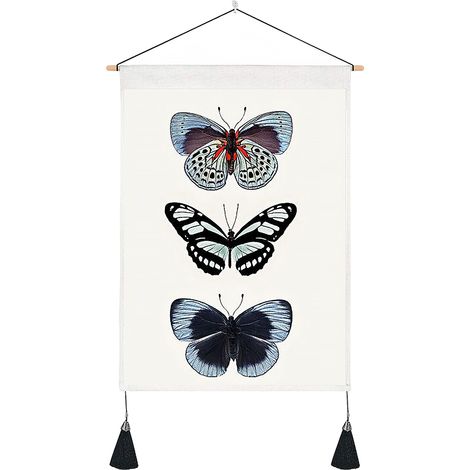 Tapiz decorativo de pared – tela con mariposas vintage – poliéster, 35 x 50 cm – ribete elegante – estampado de alta calidad – multicolor (1/5)