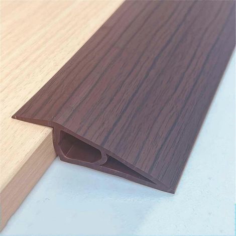 Bande de transition autocollante en PVC de 20 mm x 3 m pour moquettes et carrelages, bordure de moquette en vinyle flexible (noyer noir) (1/5)