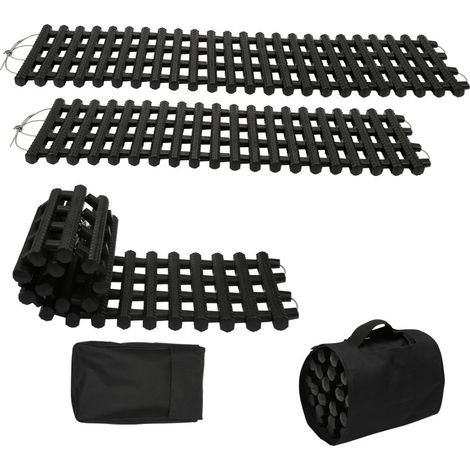 SWANEW 2X tavole di trazione con materiale TPR, tavole di recupero per veicoli fuoristrada/autovetture/pickup/SUV, coppia di tappetini per la trazione degli pneumatici, borse di stoccaggio, corte, ner (1/5)